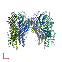 PDB entry 3uq7 coloured by chain, front view.