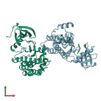 PDB entry 3uqg coloured by chain, front view.