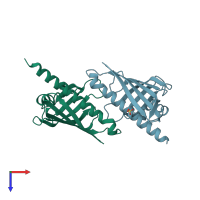 PDB entry 3uqh coloured by chain, top view.