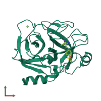 PDB entry 3uqo coloured by chain, front view.