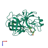 PDB entry 3uqo coloured by chain, top view.