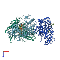 PDB entry 3uqr coloured by chain, top view.