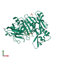 PDB entry 3uqu coloured by chain, front view.