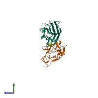 PDB entry 3urf coloured by chain, side view.