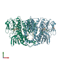 PDB entry 3urh coloured by chain, front view.
