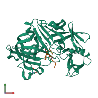 PDB entry 3uri coloured by chain, front view.