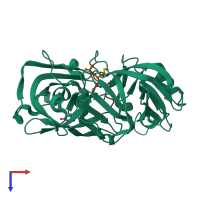 PDB entry 3uri coloured by chain, top view.