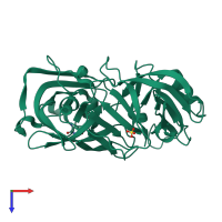 PDB entry 3urj coloured by chain, top view.