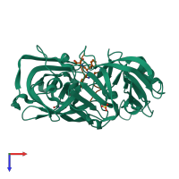 PDB entry 3url coloured by chain, top view.