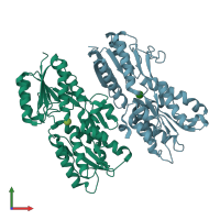 PDB entry 3urm coloured by chain, front view.