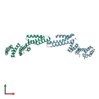 PDB entry 3urz coloured by chain, front view.