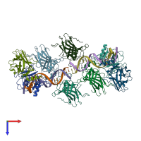 PDB 3us2 coloured by chain and viewed from the top.