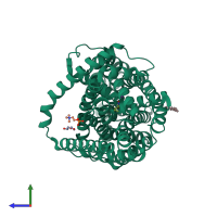 PDB entry 3usg coloured by chain, side view.