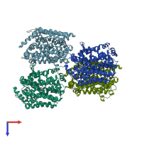 PDB entry 3usk coloured by chain, top view.