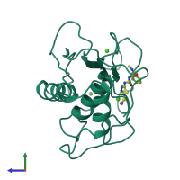 PDB entry 3usn coloured by chain, side view.
