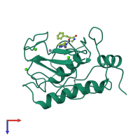 PDB entry 3usn coloured by chain, top view.