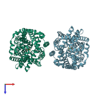 PDB entry 3uso coloured by chain, top view.