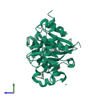 PDB entry 3usr coloured by chain, side view.