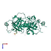 PDB entry 3ut1 coloured by chain, top view.