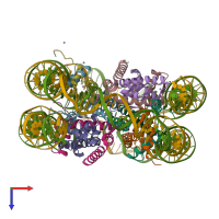 PDB entry 3uta coloured by chain, top view.
