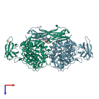 PDB entry 3uto coloured by chain, top view.