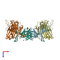 PDB entry 3utp coloured by chain, top view.