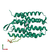 PDB entry 3utv coloured by chain, front view.