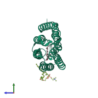 PDB entry 3utv coloured by chain, side view.