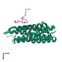 PDB entry 3utw coloured by chain, top view.