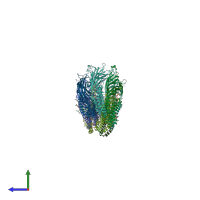 PDB entry 3uub coloured by chain, side view.