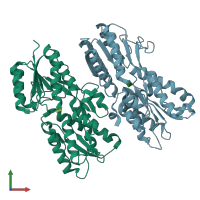 PDB entry 3uug coloured by chain, front view.