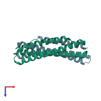 PDB entry 3uun coloured by chain, top view.