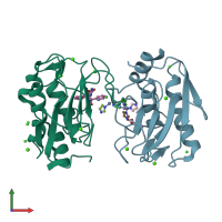 PDB entry 3uvc coloured by chain, front view.