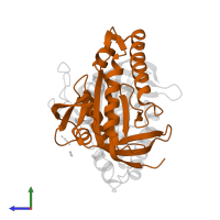 Guanylate cyclase soluble subunit beta-1 in PDB entry 3uvj, assembly 2, side view.