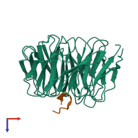 PDB entry 3uvm coloured by chain, top view.