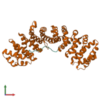 PDB entry 3uvu coloured by chain, front view.