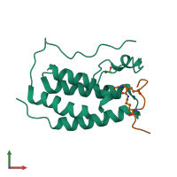 PDB entry 3uvw coloured by chain, front view.