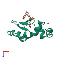 PDB entry 3uw4 coloured by chain, top view.