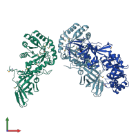 PDB entry 3uw6 coloured by chain, front view.