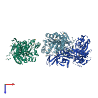 PDB entry 3uw6 coloured by chain, top view.