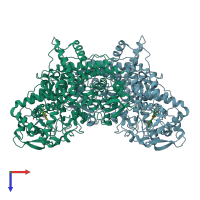 PDB entry 3uw8 coloured by chain, top view.