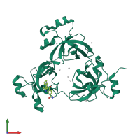 PDB entry 3uwn coloured by chain, front view.