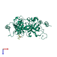 PDB entry 3uwn coloured by chain, top view.