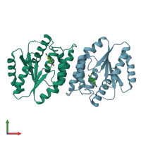 PDB entry 3uwo coloured by chain, front view.
