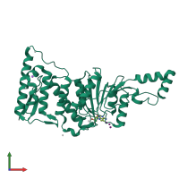 PDB entry 3uwp coloured by chain, front view.