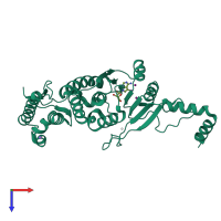 PDB entry 3uwp coloured by chain, top view.