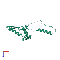 PDB entry 3ux2 coloured by chain, top view.