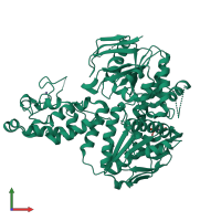 PDB entry 3ux8 coloured by chain, front view.