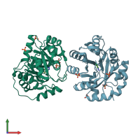 PDB entry 3uxd coloured by chain, front view.