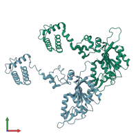 PDB entry 3uxn coloured by chain, front view.